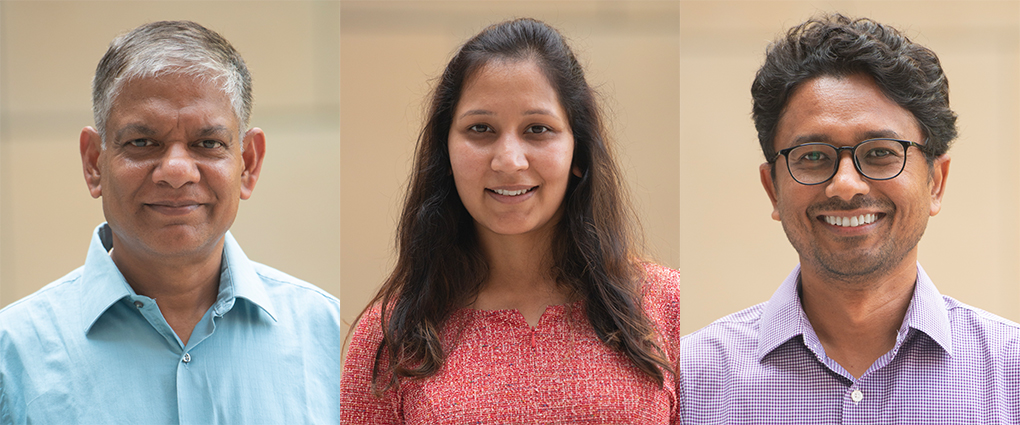 Left to right: Bikash Pattnaik, Meha Kabra and Pawan Shahi