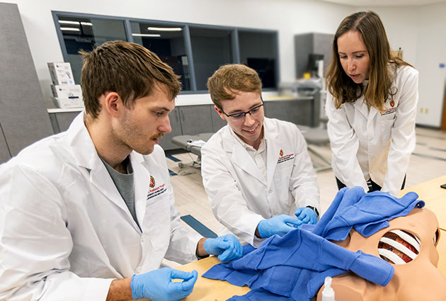 UW Platteville PA students practice in a skills lab