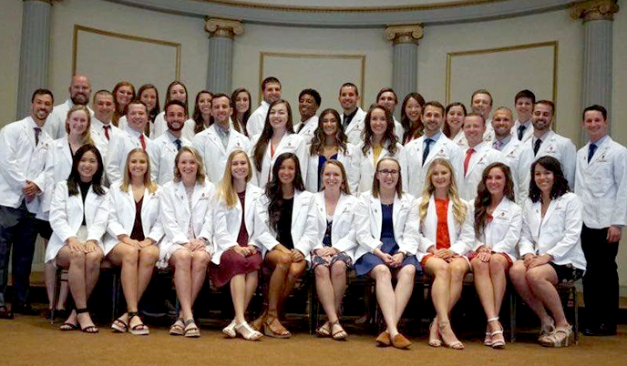 A group of students at the 2022 DPT White Coat Ceremony