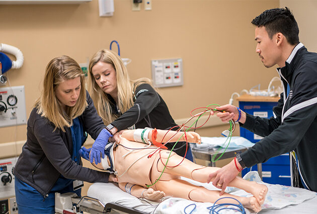 Health professions students practice hands on learning by training their clinical skills on a manikin