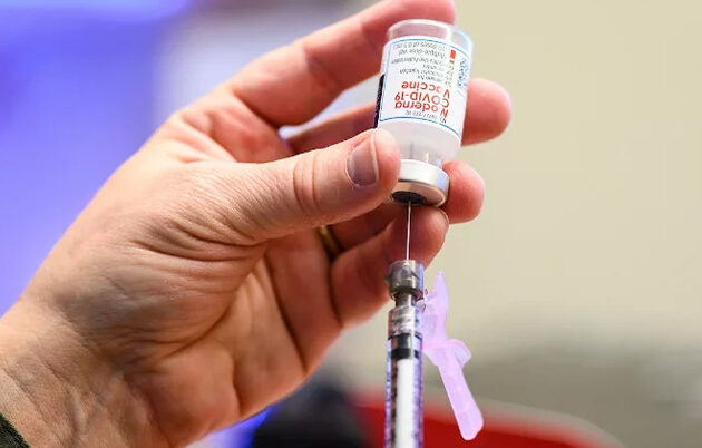 A vile of Moderna's COVID-19 vaccine