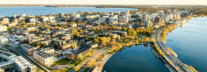 Downtown Madison isthmus and the Wisconsin State Capitol