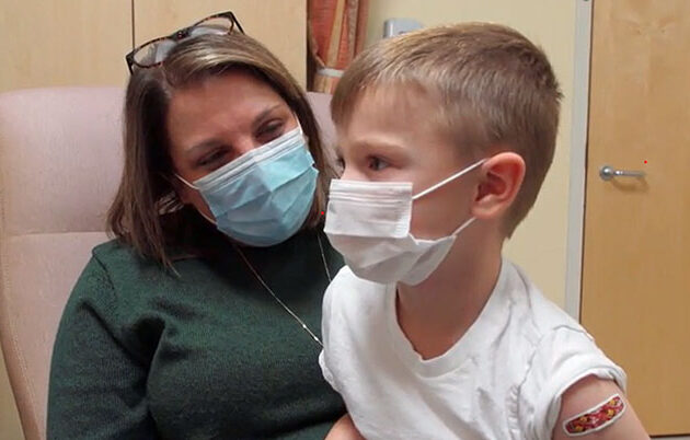 A child who has received a vaccine at the doctor's office