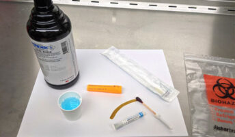 A swab and other lab supplies