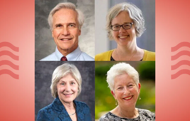 Four smiling professionals