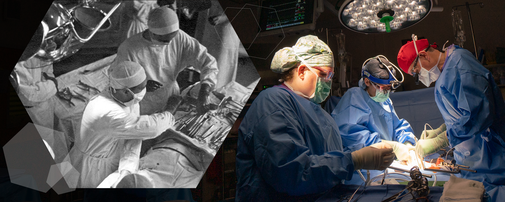 UW Surgeons performing surgery in 1939 and 2020