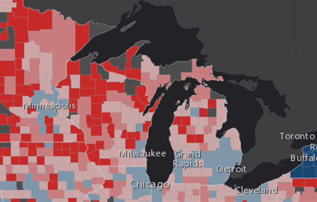 Animation showing travel within Wisconsin