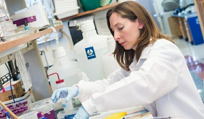 A scientist working in a lab