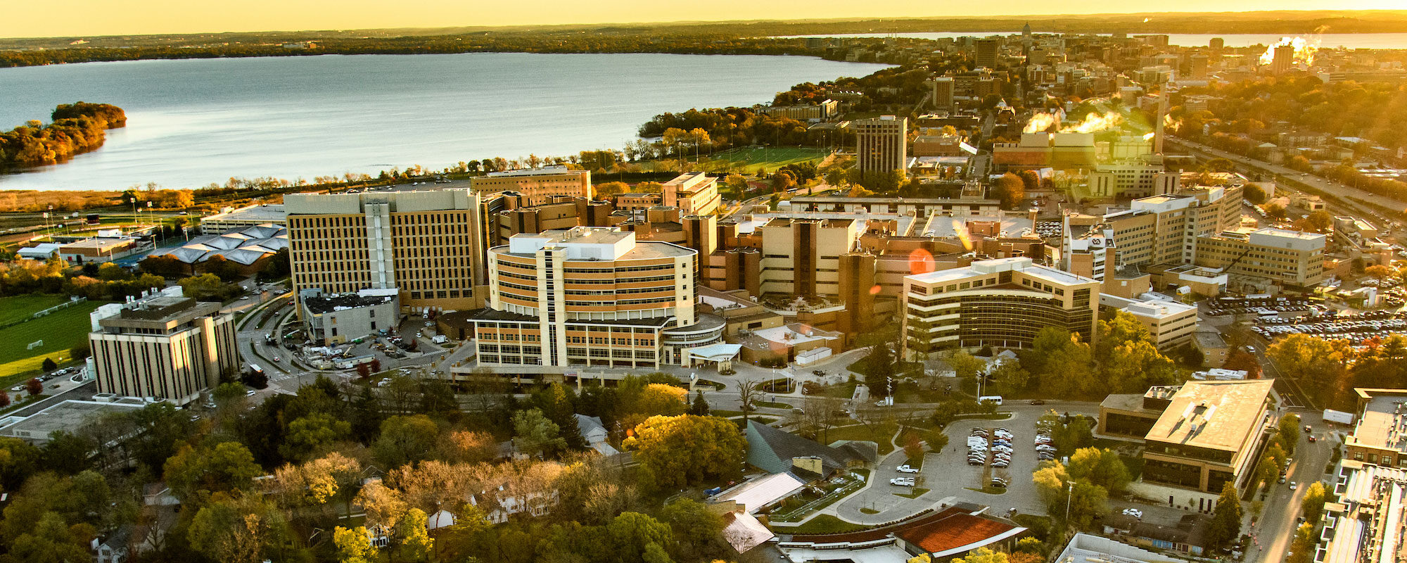 Aerial photo of the west side of UW–Madison campus