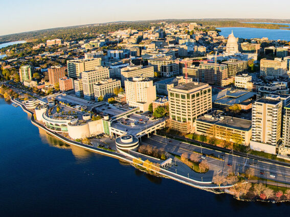 Aerial view of the city of Madison, Wisconsin