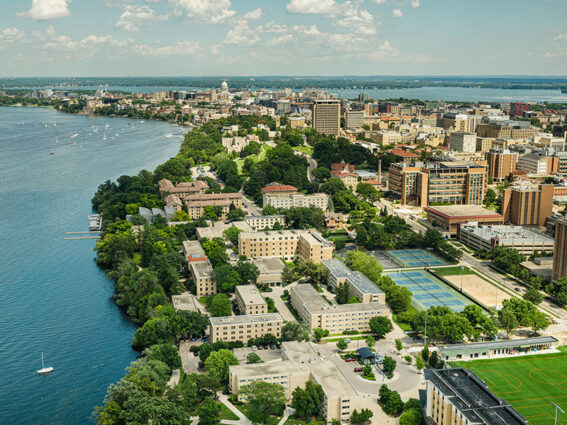 Aerial view of Madison, WI.