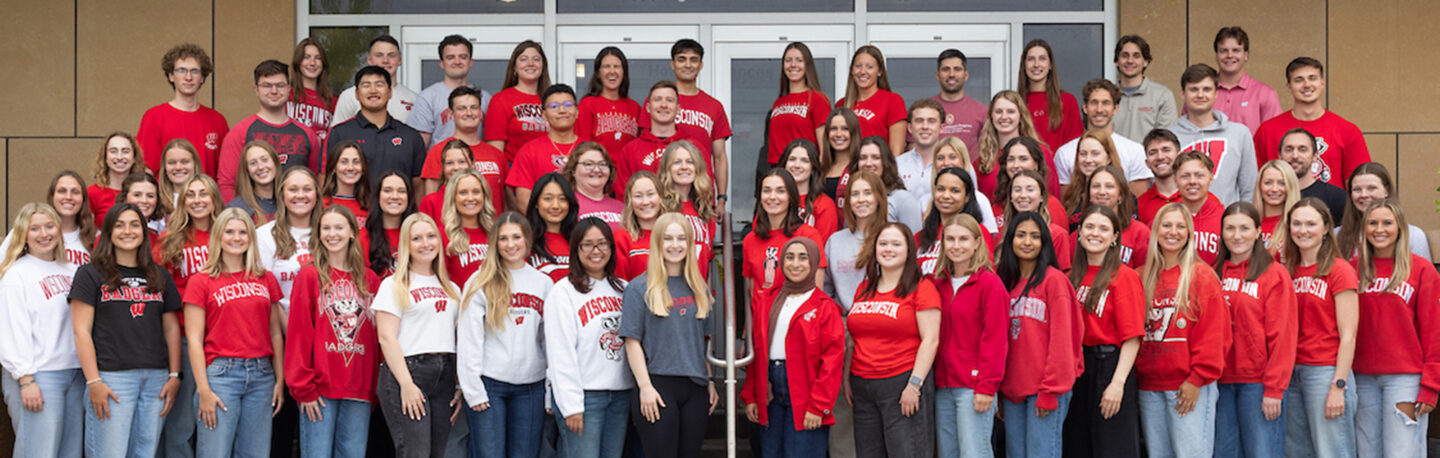 Large smiling group of PA students