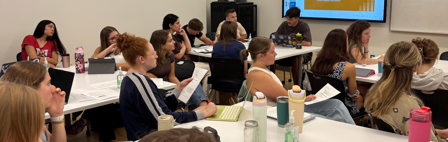 A group of students in a classroom