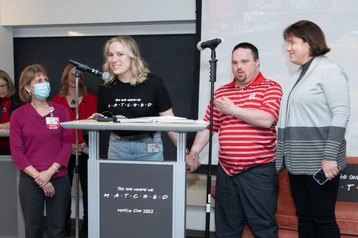 Elizabeth Maginot speaks from a podium