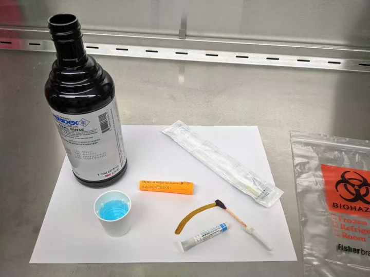 Supplies found within an antiseptic kit used in a research study